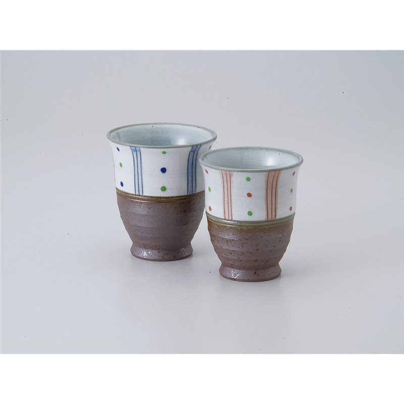 古林陶器 組湯呑 土物粉引水玉トクサ湯呑大(青) 536850117 1個（ご注文単位1個）【直送品】