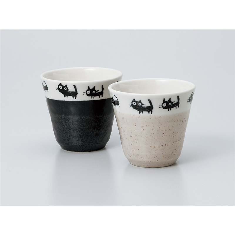 古林陶器 組湯呑 黒猫 黒フリーカップ 939420361 1個（ご注文単位1個）【直送品】