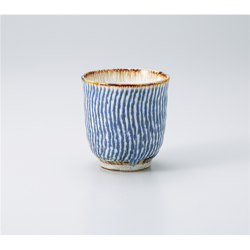 古林陶器 長湯呑 まがり十草湯呑青 1139130761 1個（ご注文単位1個）【直送品】