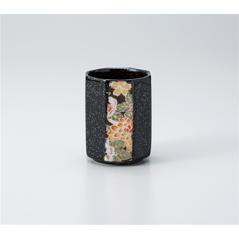 古林陶器 長湯呑 黒友禅 八角湯呑 939450715 1個（ご注文単位1個）【直送品】