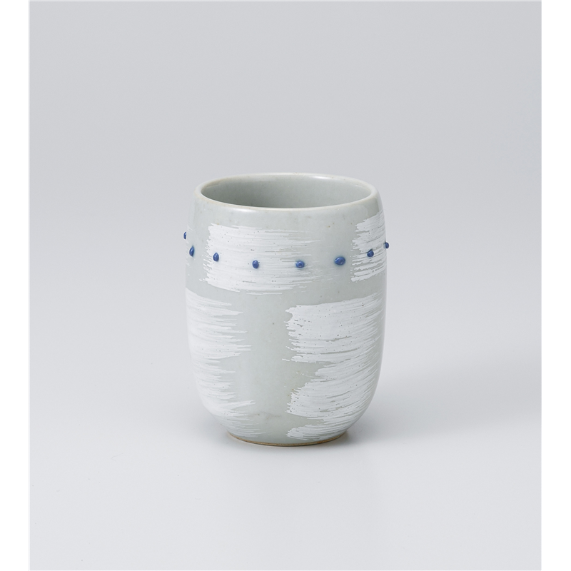 古林陶器 長湯呑 白刷毛青ドット湯呑 1139450651 1個（ご注文単位1個）【直送品】