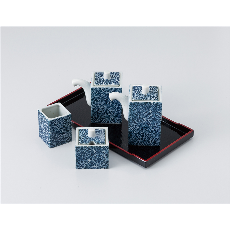 古林陶器 盆付カスター タコ唐草角汁次(大) 1041411052 1個（ご注文単位1個）【直送品】