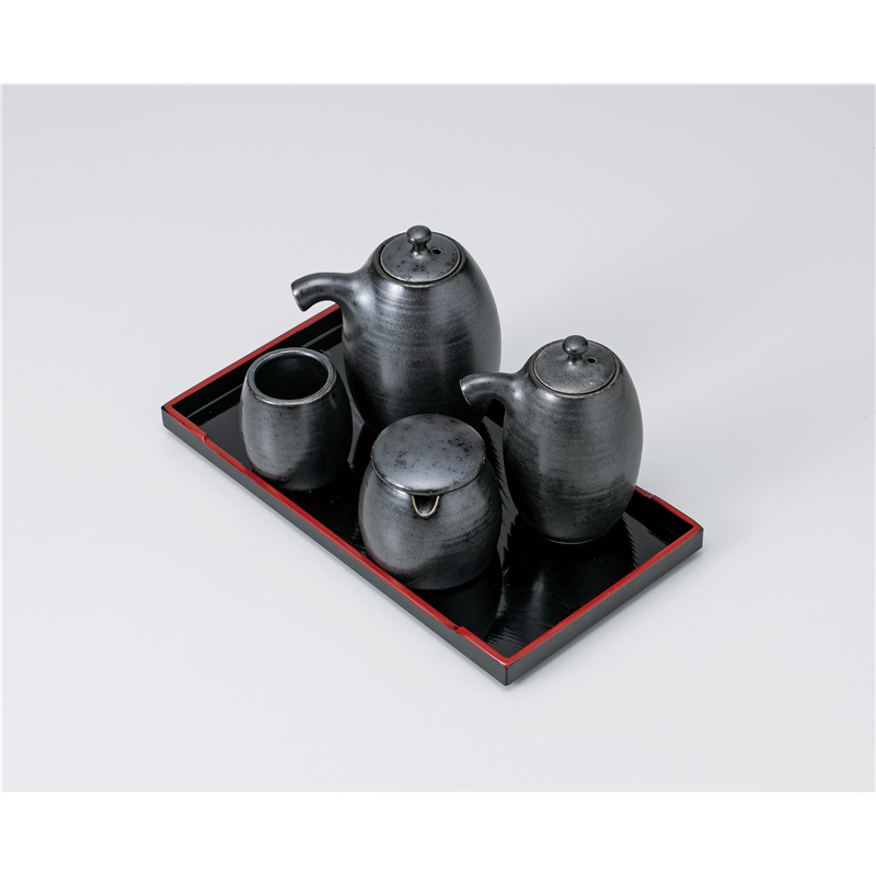 古林陶器 盆付カスター 漆黒 夏目型汁次(大) 1140820652 1個（ご注文単位1個）【直送品】