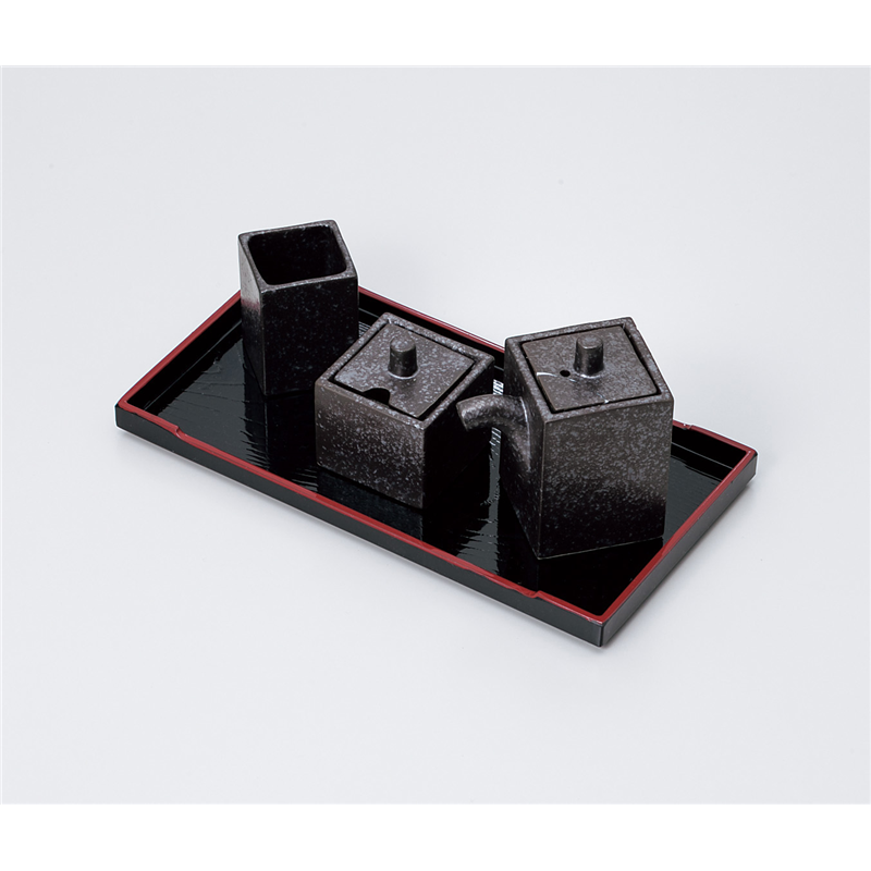 古林陶器 盆付カスター 銀黒角汁次 941011152 1個（ご注文単位1個）【直送品】