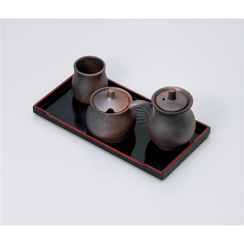 古林陶器 盆付カスター 黒信楽汁次 940930152 1個（ご注文単位1個）【直送品】