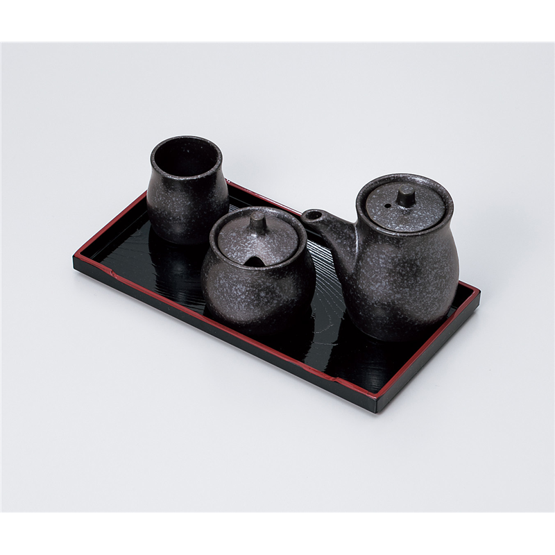 古林陶器 盆付カスター 銀黒汁次 940930952 1個（ご注文単位1個）【直送品】