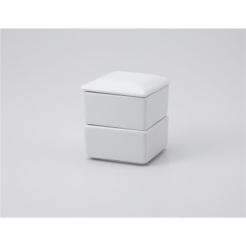 古林陶器 卓上小物 白四角二段蓋物 1141510647 1個（ご注文単位1個）【直送品】