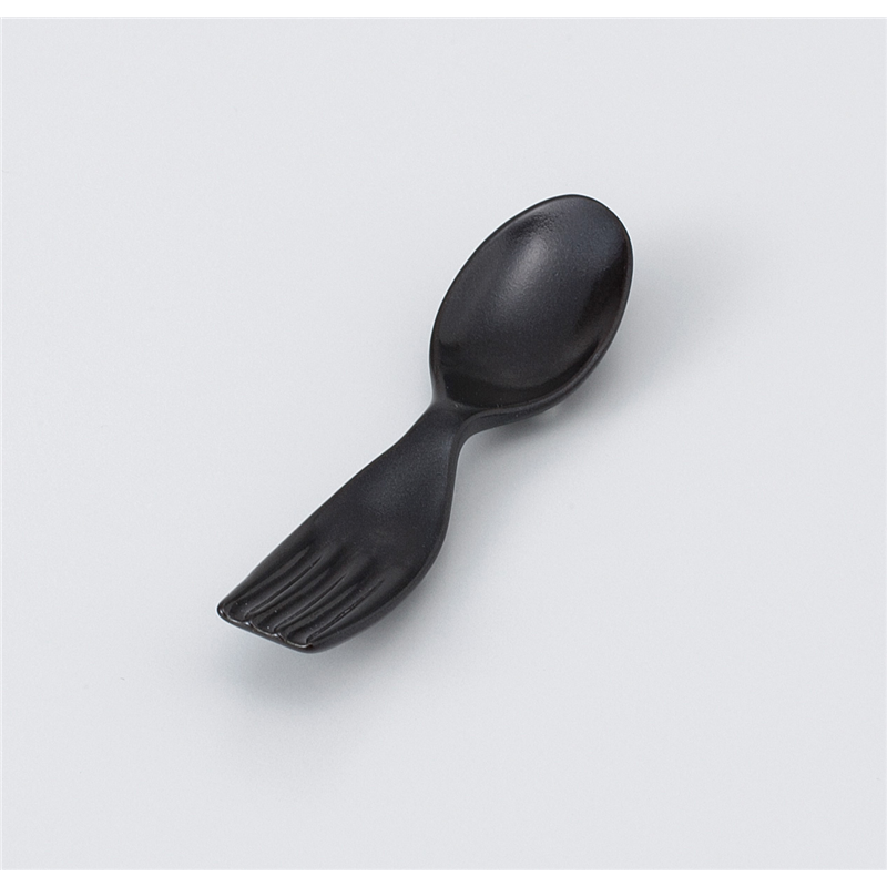 古林陶器 箸置 黒マットフォーク&スプーンレスト 1043360303 1個（ご注文単位1個）【直送品】