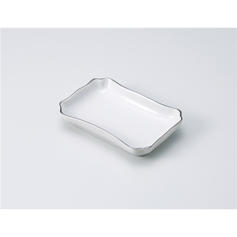 古林陶器 灰皿 プラチナ線白長角ジャスト 1338740403 1個（ご注文単位1個）【直送品】