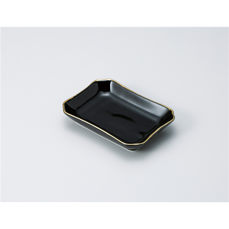 古林陶器 灰皿 金線ブラック長皿 S 1338750203 1個(ご注文単位1個)【直送品】