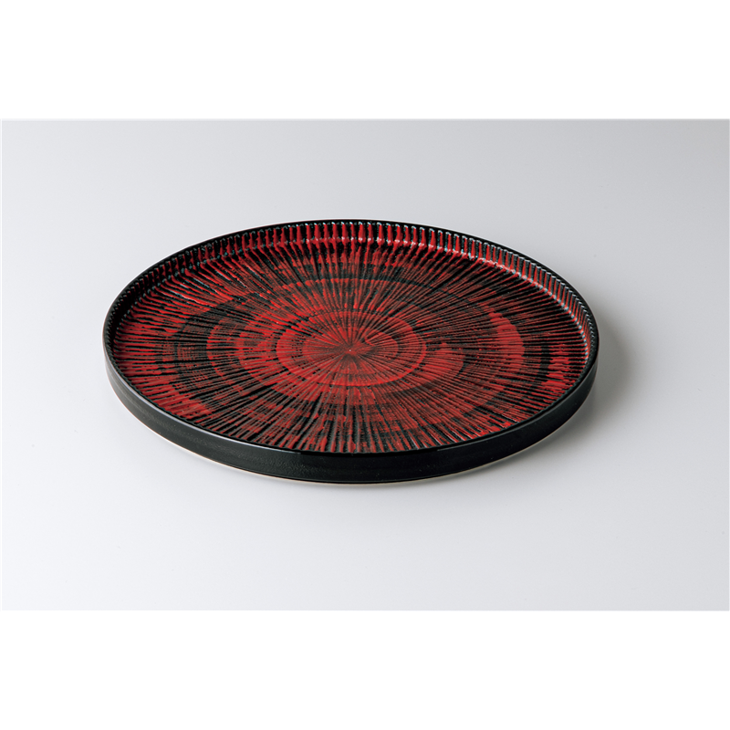 古林陶器 モダンスタイルプレート 黒柚子紅刷毛目しのぎ7.5皿 1111610105 1個（ご注文単位1個）【直送品】