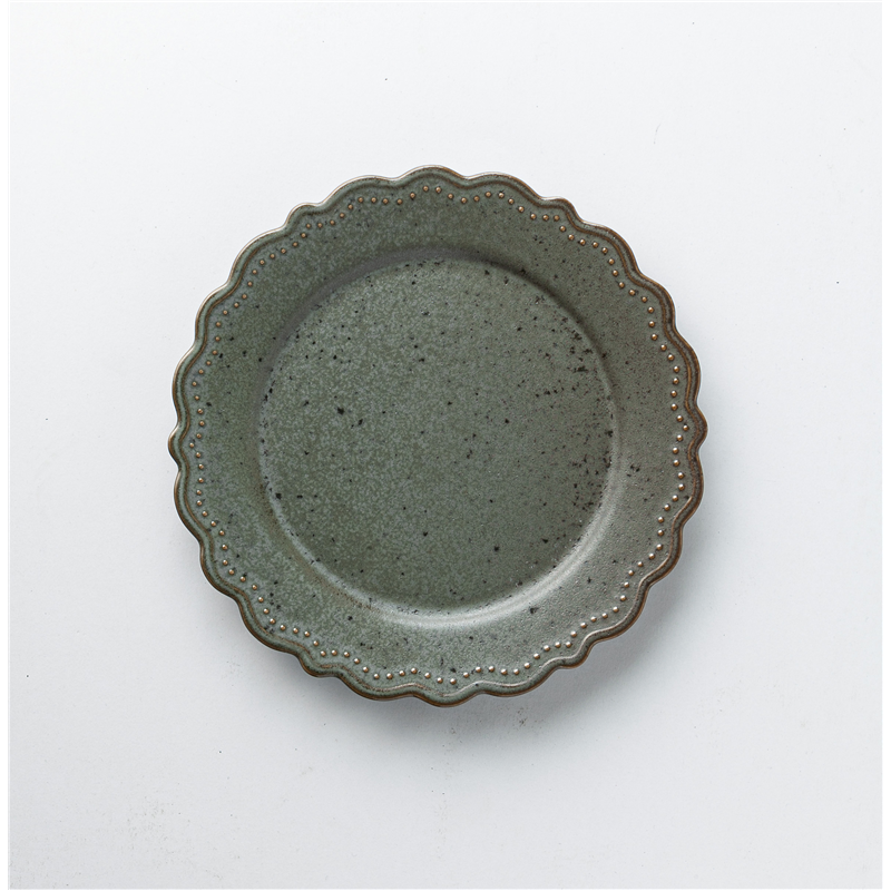 古林陶器 モダンスタイルプレート レリーフ 丸皿大 チタンマットグリーン 1342330101 1個（ご注文単位1個）【直送品】