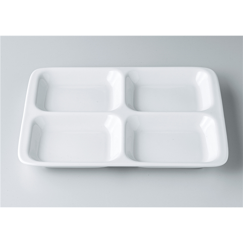 古林陶器 モダンスタイルランチプレート 白 四ツ仕切13吋長角ランチ皿 1344640160 1個（ご注文単位1個）【直送品】