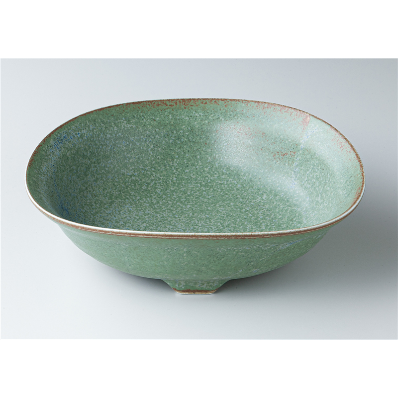 古林陶器 モダンスタイルカジュアルカフェ 窯変グリーン25cm三つ足鉢 1344920125 1個（ご注文単位1個）【直送品】