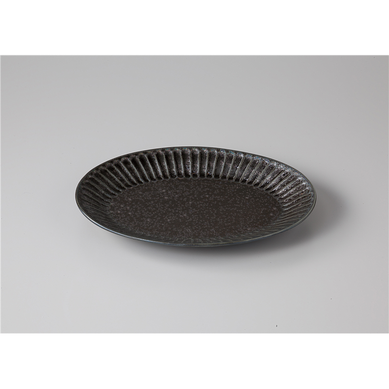 古林陶器 モダンスタイルカジュアルカフェ しのぎ虹彩26cm楕円プレート 1153320161 1個(ご注文単位1個)【直送品】