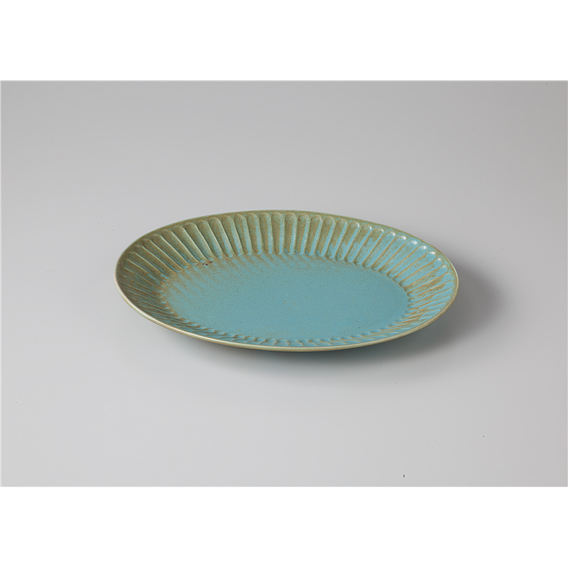 古林陶器 モダンスタイルカジュアルカフェ しのぎ錆トルコ26cm楕円プレート 1153320361 1個（ご注文単位1個）【直送品】