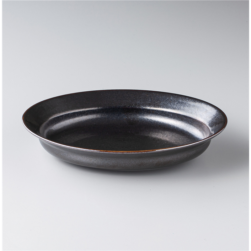 古林陶器 モダンスタイルカジュアルカフェ 窯変ブラック リムカレー皿 1345310178 1個（ご注文単位1個）【直送品】