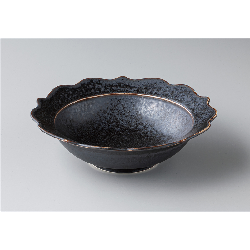 古林陶器 モダンスタイルカジュアルカフェ 桔梗中鉢 黒 1345750301 1個（ご注文単位1個）【直送品】