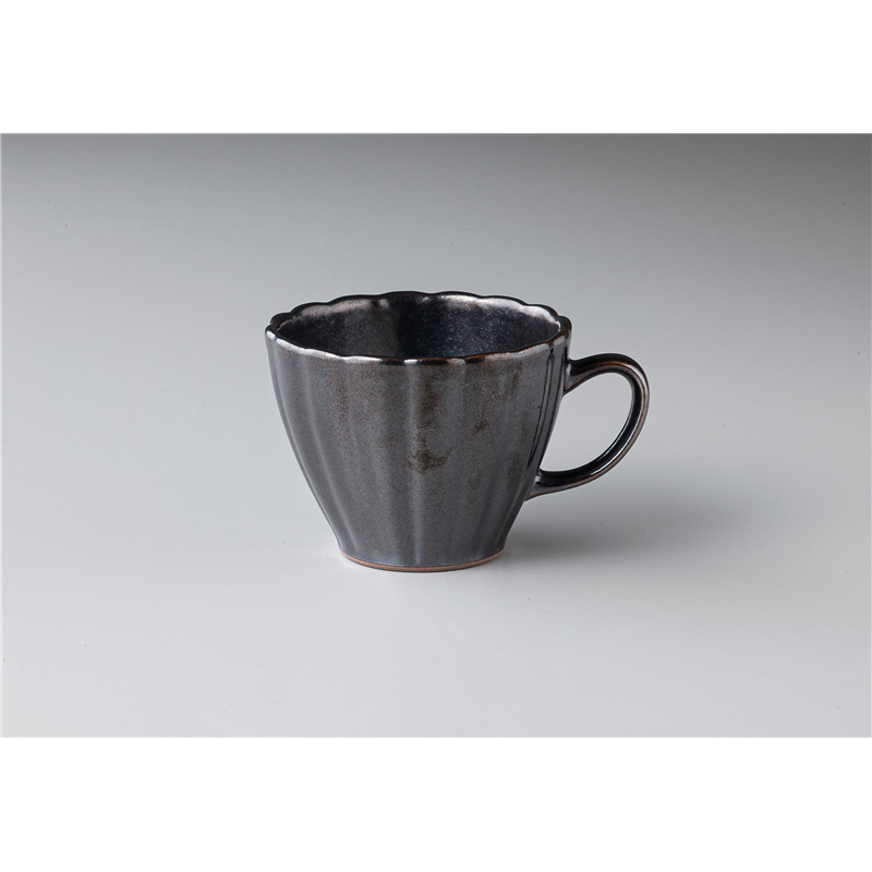 古林陶器 モダンスタイルカジュアルカフェ 窯変ブラック 花型マグ 1345920278 1個(ご注文単位1個)【直送品】