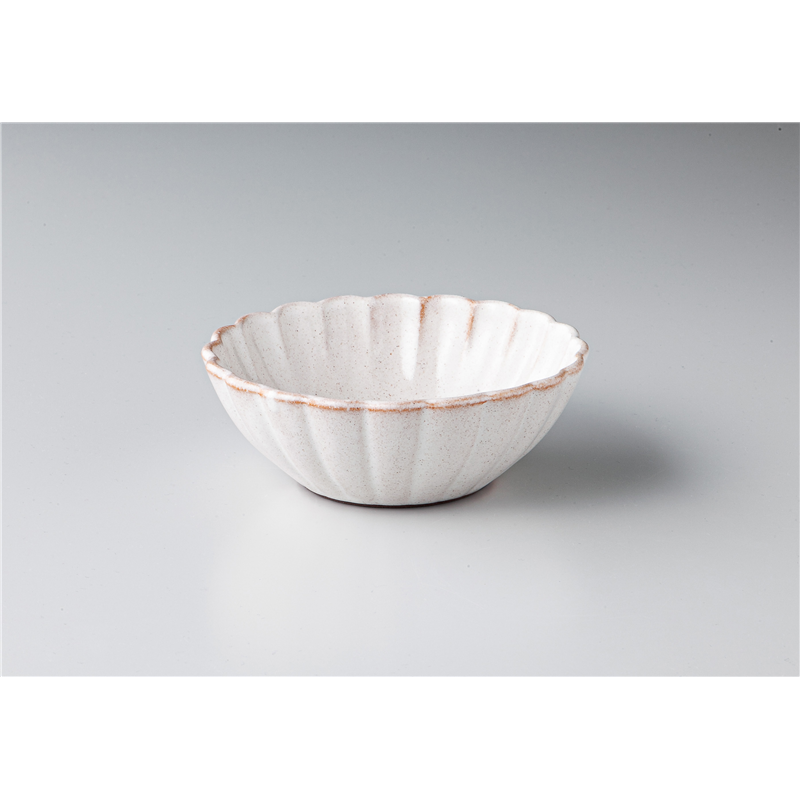 古林陶器 モダンスタイルカジュアルカフェ 窯変ホワイト 花型ボウル 1345930178 1個（ご注文単位1個）【直送品】