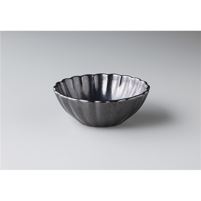 古林陶器 モダンスタイルカジュアルカフェ 窯変ブラック 花型ボウル 1345930278 1個（ご注文単位1個）【直送品】