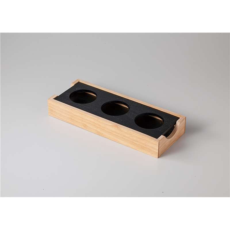 古林陶器 ビュッフェ&ピザ 木製ブラック3穴前菜セット(ナチュラル) 1161630203 1個（ご注文単位1個）【直送品】