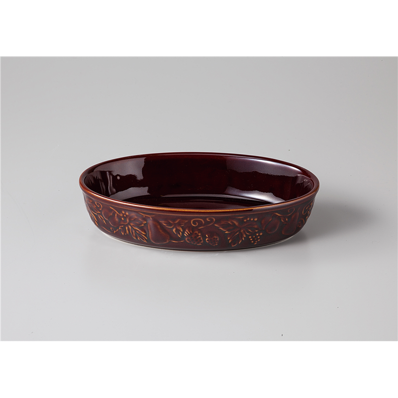 古林陶器 オーブン食器 フルーツレリーフ ラザニアS アメ 1162450281 1個（ご注文単位1個）【直送品】