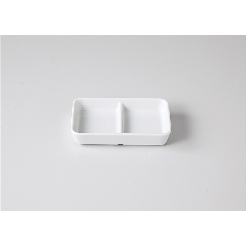 古林陶器 洋小物 白二ツ仕切タレ皿(スタッキング) 1163860260 1個（ご注文単位1個）【直送品】