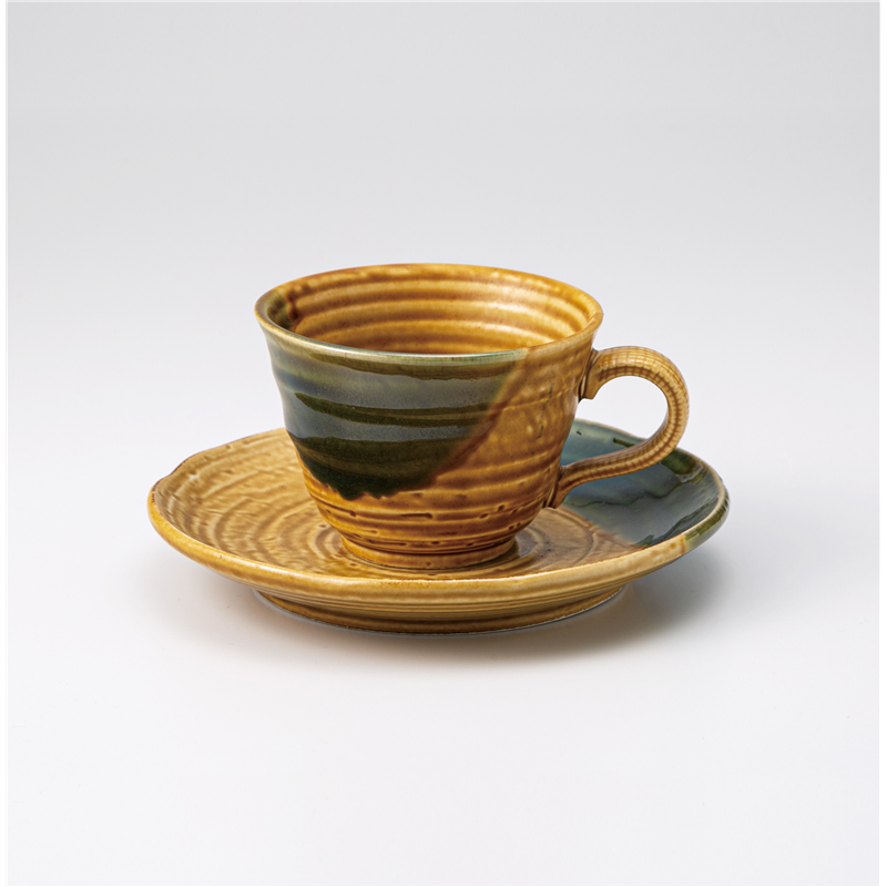 古林陶器 椀皿 渦紋黄瀬戸 コーヒー碗皿 1260530141 ※ソーサー単品のみ 1個（ご注文単位1個）【直送品】