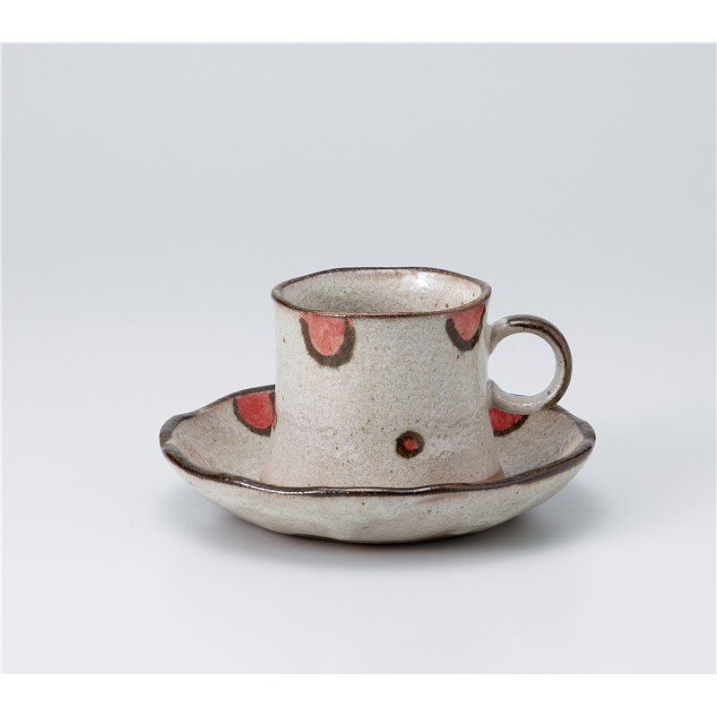 古林陶器 椀皿 水玉赤ウス型コーヒーC/S 1165330141 1個（ご注文単位1個）【直送品】