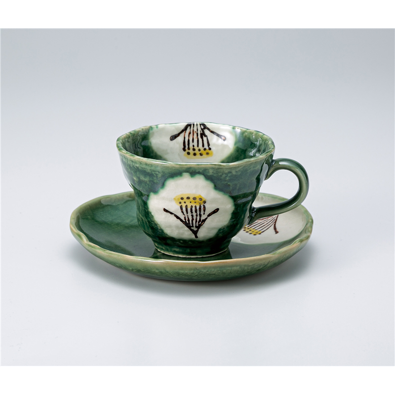 古林陶器 椀皿 織部椿コーヒーC/S 1353540174 1個（ご注文単位1個）【直送品】