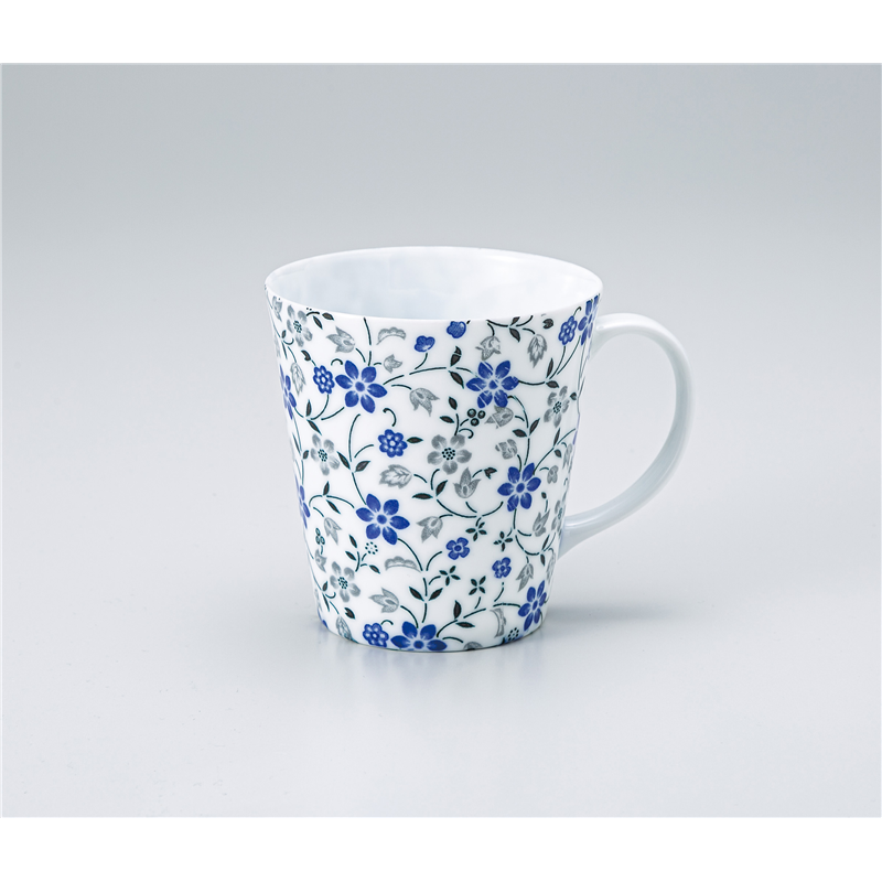 古林陶器 マグ 軽量薄造りマグカップ花柄 青 1353620276 1個（ご注文単位1個）【直送品】