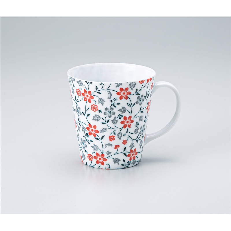 古林陶器 マグ 軽量薄造りマグカップ花柄 赤 1353620376 1個（ご注文単位1個）【直送品】