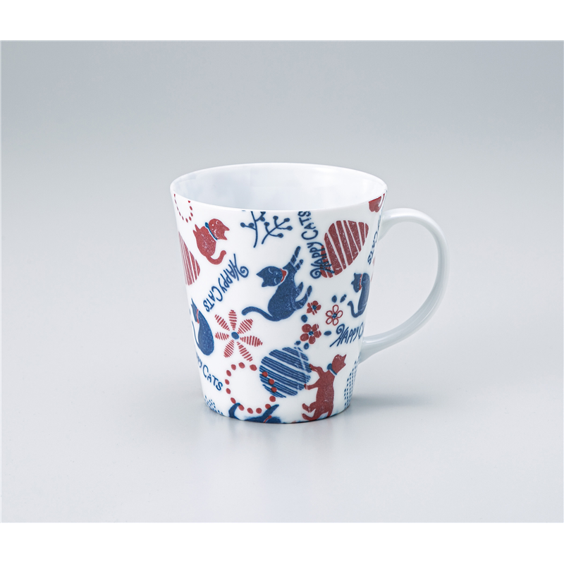 古林陶器 マグ 軽量薄造りマグカップ HAPPY CATS 1353620476 1個（ご注文単位1個）【直送品】