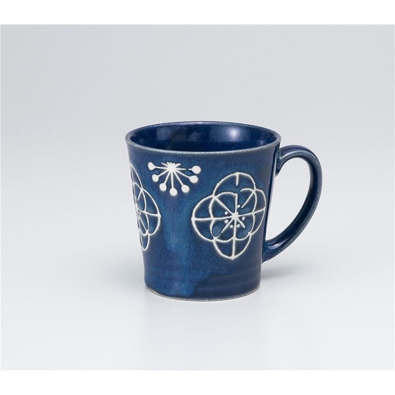 古林陶器 マグ 花刺しブルー 軽量マグ 1065260452 1個（ご注文単位1個）【直送品】