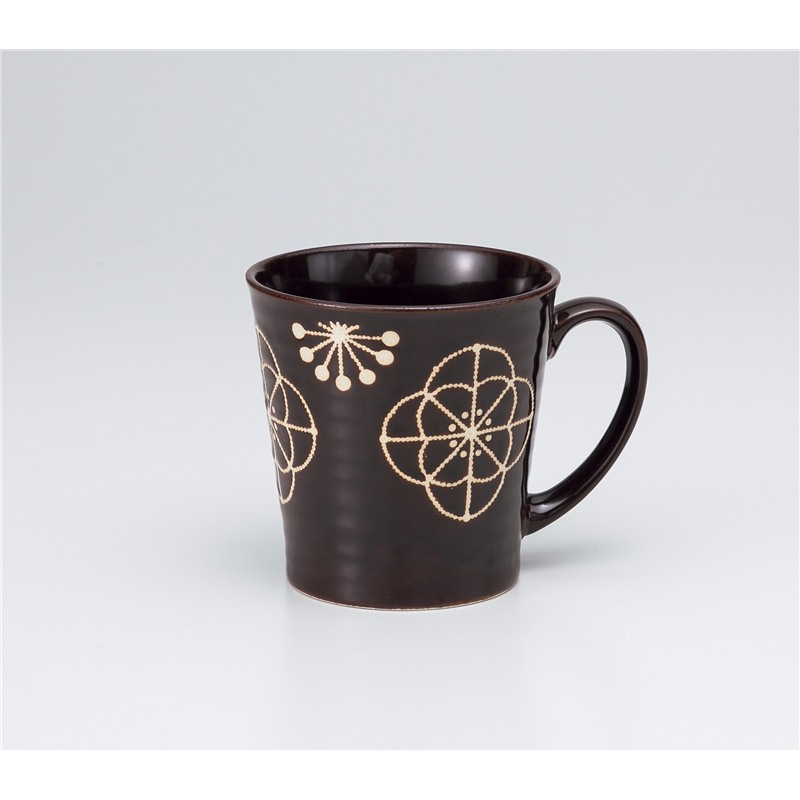 古林陶器 マグ 花刺しブラウン 軽量マグ 1065260352 1個（ご注文単位1個）【直送品】