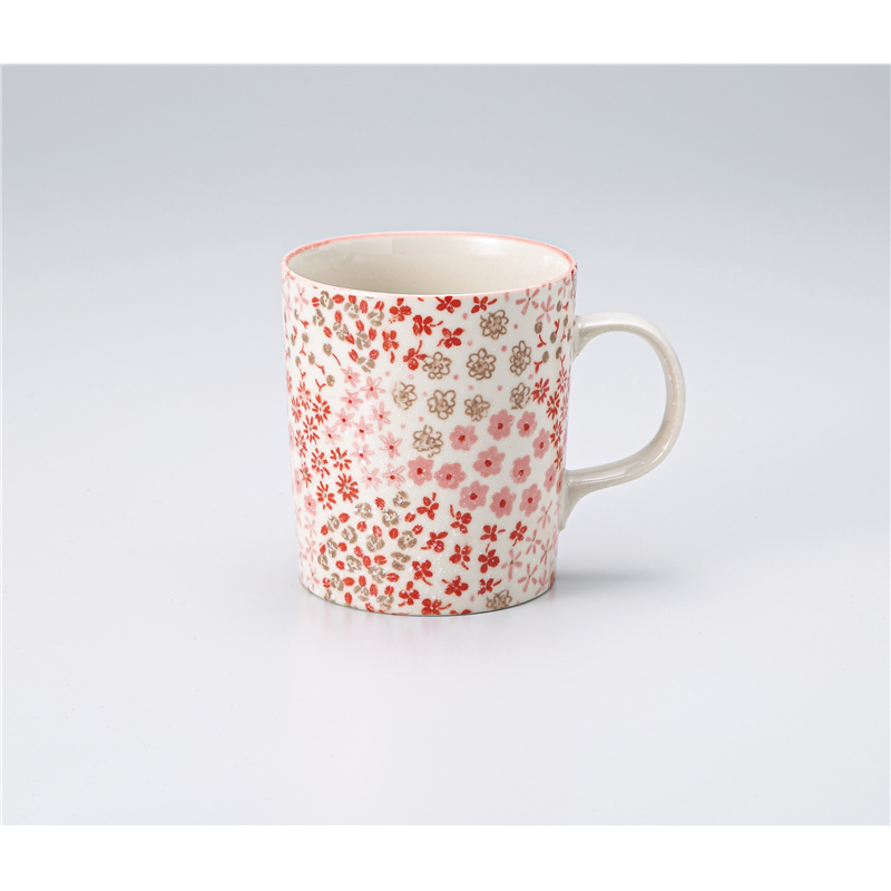 古林陶器 マグ フラワーバスケットマグ 赤 1354130261 1個（ご注文単位1個）【直送品】