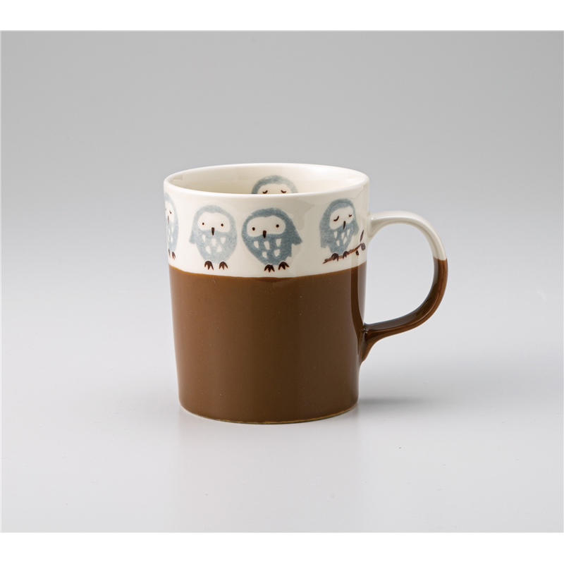 古林陶器 マグ 幸せふくろう軽々マグ ブラウン 1261340561 1個（ご注文単位1個）【直送品】