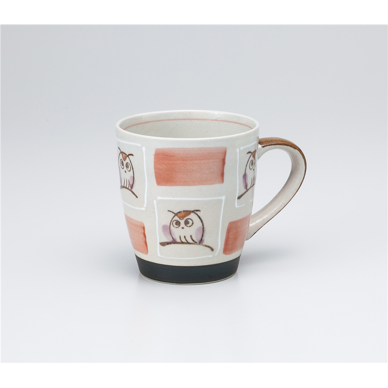 古林陶器 マグ 柚子市松ふくろうマグ(赤) 1065250547 1個（ご注文単位1個）【直送品】