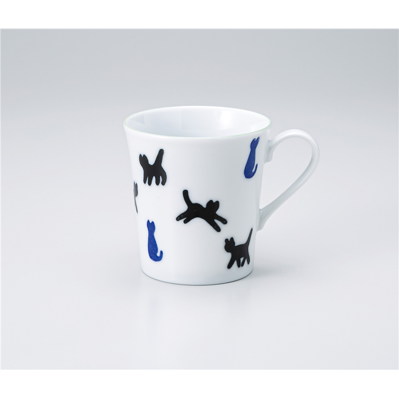古林陶器 マグ ネコの散歩青マグ 1354340252 1個（ご注文単位1個）【直送品】
