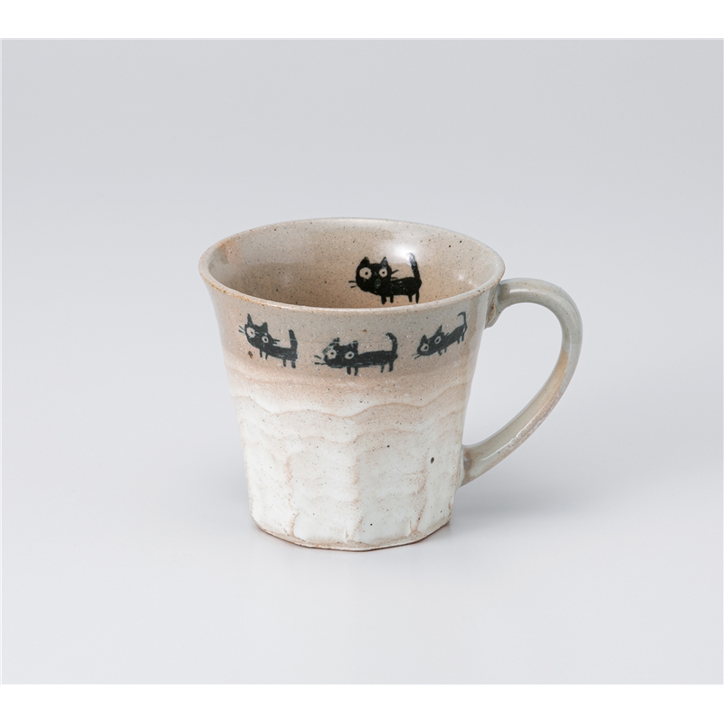 古林陶器 マグ 塗り分けネコマグ 白 1165610515 1個（ご注文単位1個）【直送品】