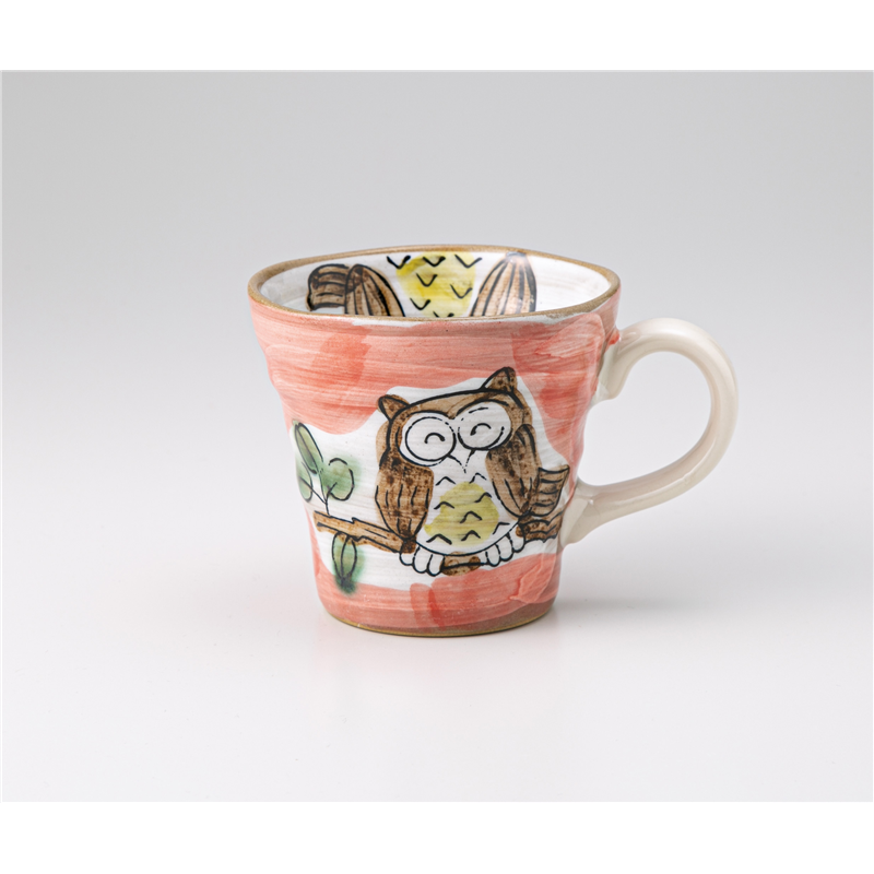 古林陶器 マグ 粉引ふくろう 赤マグ 1261560131 1個（ご注文単位1個）【直送品】