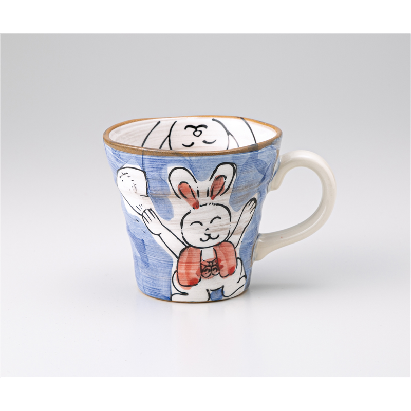 古林陶器 マグ 粉引うさぎ 青マグ 1261560431 1個（ご注文単位1個）【直送品】