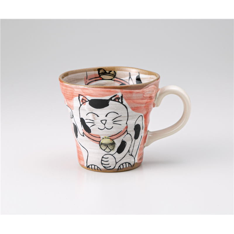古林陶器 マグ 粉引ねこ 赤マグ 1261560531 1個（ご注文単位1個）【直送品】