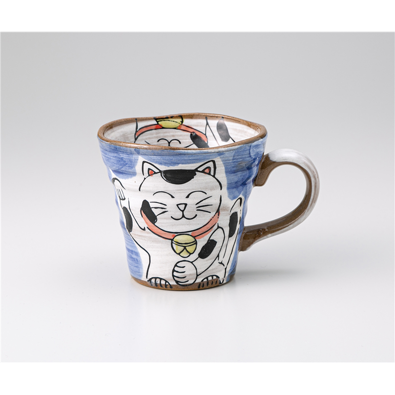 古林陶器 マグ 粉引ねこ 青マグ 1261560631 1個（ご注文単位1個）【直送品】