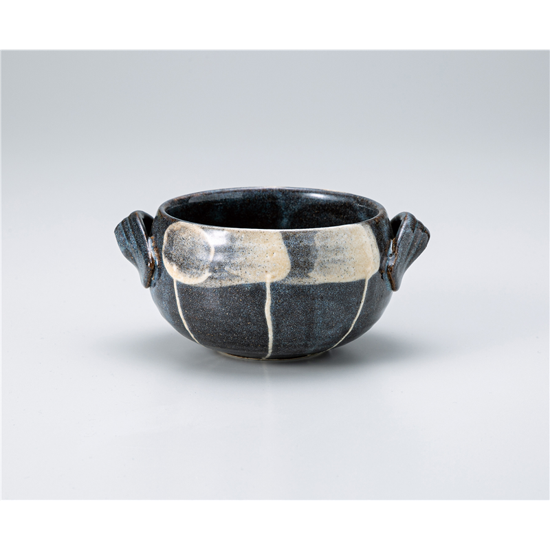 古林陶器 マグ&スープカップ 丸手付シチューボール 窯変十草黒 1354460201 1個(ご注文単位1個)【直送品】