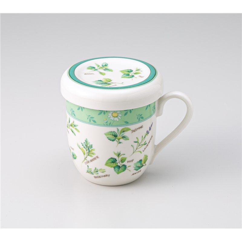 古林陶器 蓋付マグ&マグ(洋) グリーンハープ蓋付マグ(茶コシ付) 1261810647 1個（ご注文単位1個）【直送品】