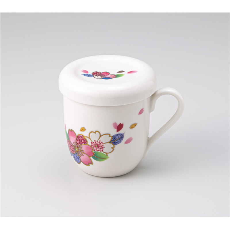 古林陶器 蓋付マグ&マグ(洋) NP蓋付きマグカップ桜柄(茶コシ付) 1261820151 1個（ご注文単位1個）【直送品】