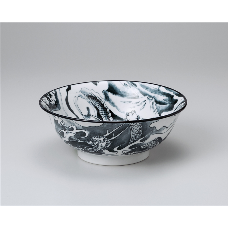 古林陶器 中華単品 ドラゴン6.8ラーメン丼 黒 1069840501 1個（ご注文単位1個）【直送品】