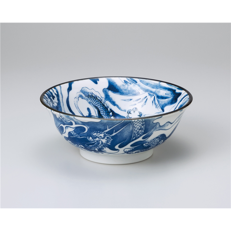 古林陶器 中華単品 ドラゴン6.8ラーメン丼 紺 1069840701 1個（ご注文単位1個）【直送品】